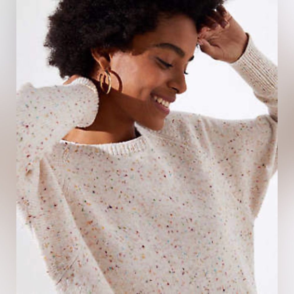 LOFT Multicolor Speckled Cream Sweater